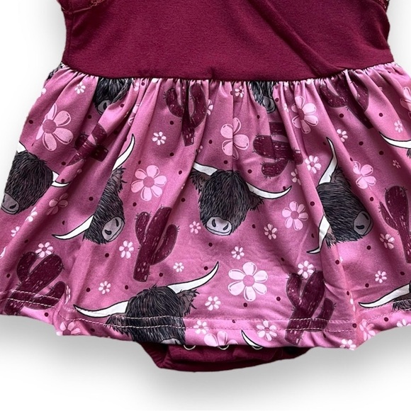 Baby Girl Highland Cow Skirt Onesie - Picture 2 of 2
